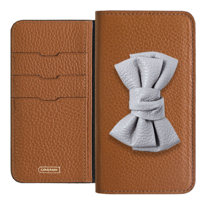 Cuir véritable 32 couleurs cuir italien grainé double nœud décor étui portefeuille série Google Pixel