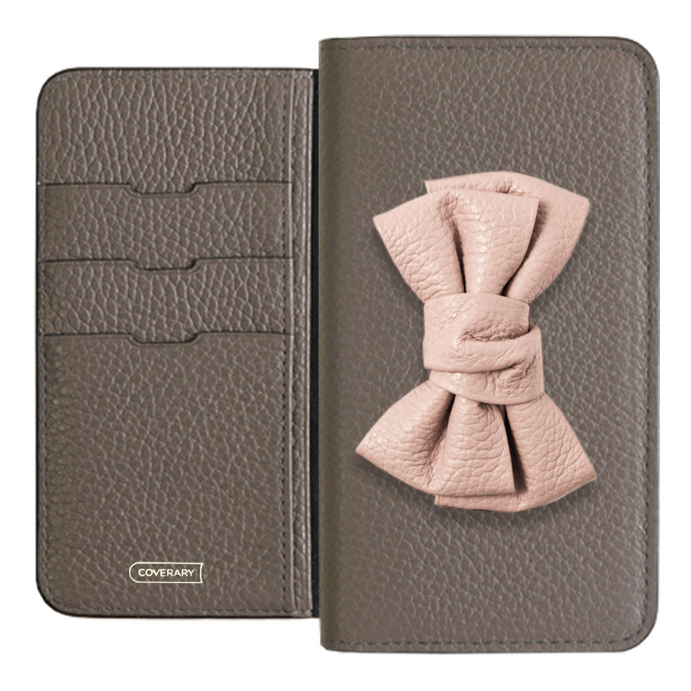 本革 32色 イタリアンシュリンクレザー ダブルリボンデコ 手帳型ケース Galaxyシリーズ