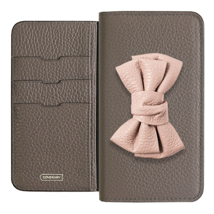 本革 32色 イタリアンシュリンクレザー ダブルリボンデコ 手帳型ケース Galaxyシリーズ