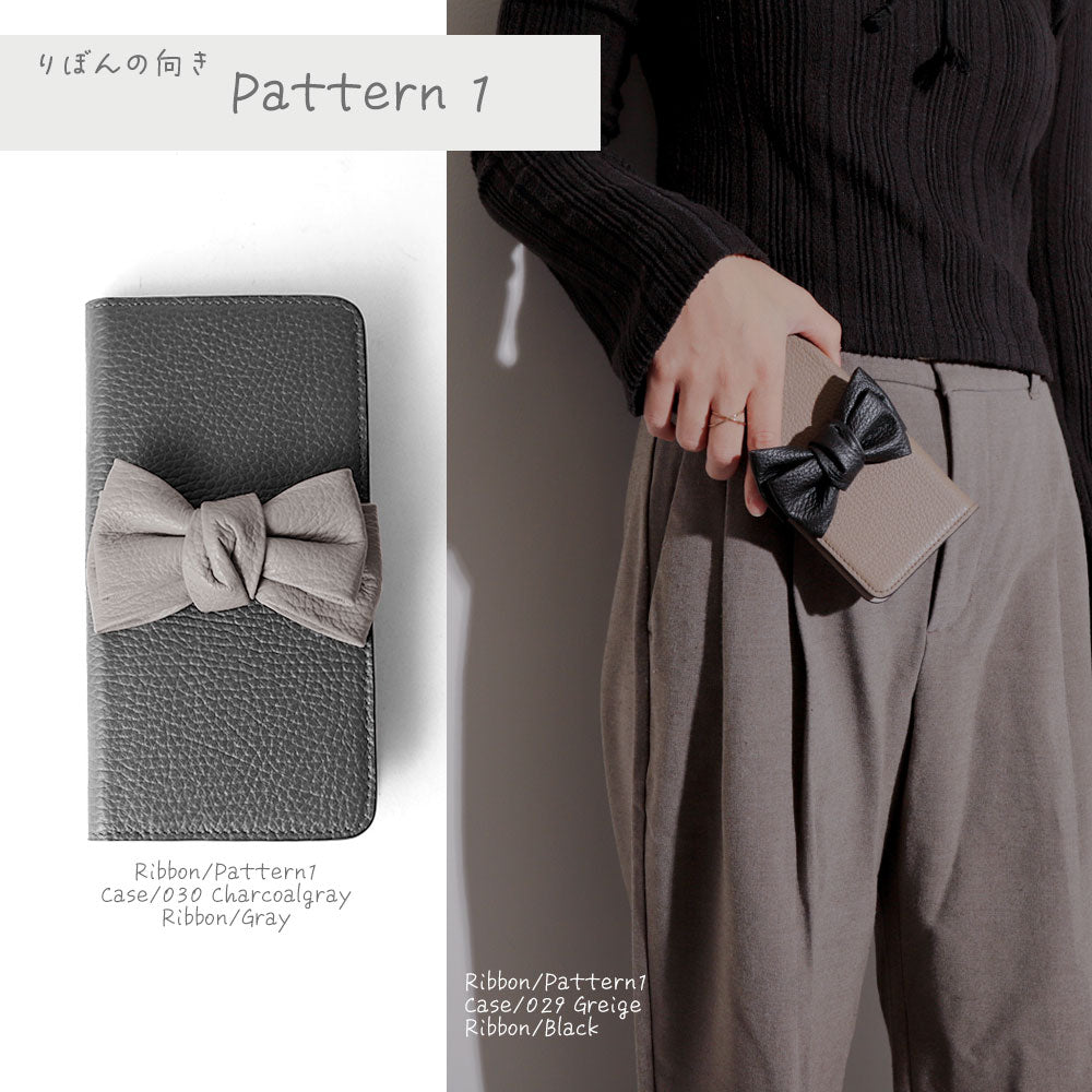 本革 32色 イタリアンシュリンクレザー ダブルリボンデコ 手帳型ケース Galaxyシリーズ