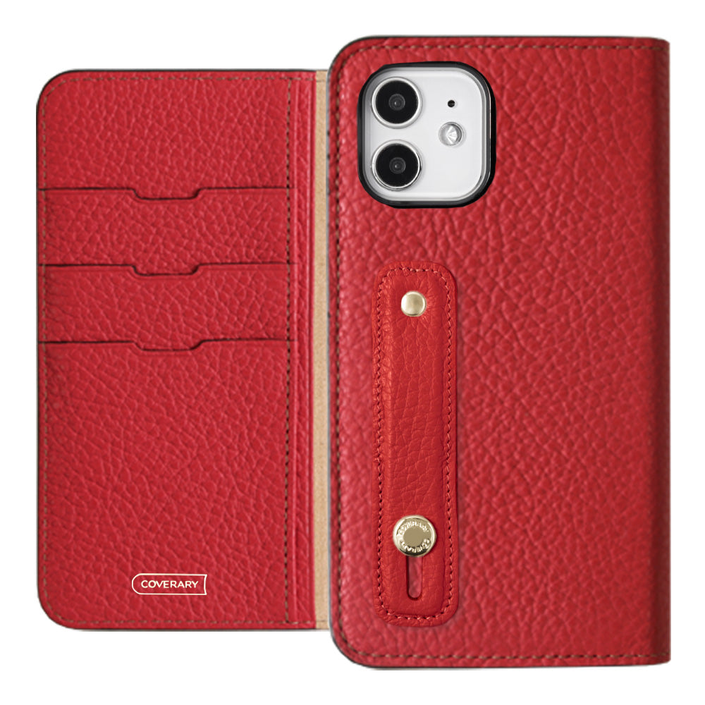 本革レザー スマホケース 手帳型 iPhone Android各種 本革 32色 イタリアンシュリンクレザー フィンガーベルト付き 手帳型