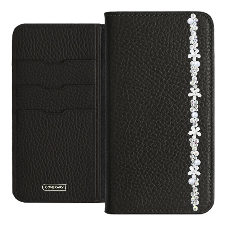 Genuine leather 32 colors Italian shrink leather flower line deco notebook-style case