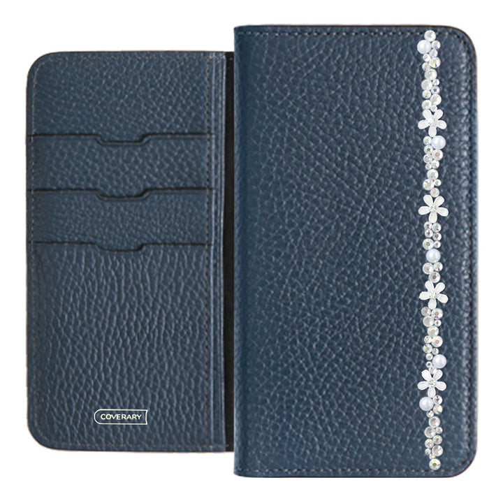 Genuine leather 32 colors Italian shrink leather flower line deco notebook-style case