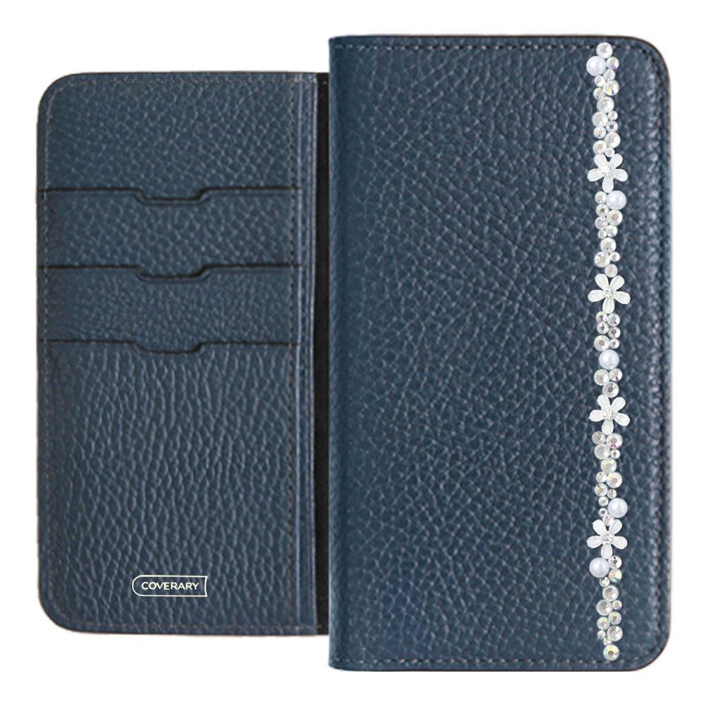 Genuine leather 32 colors Italian shrink leather flower line deco notebook-style case Google Pixel series