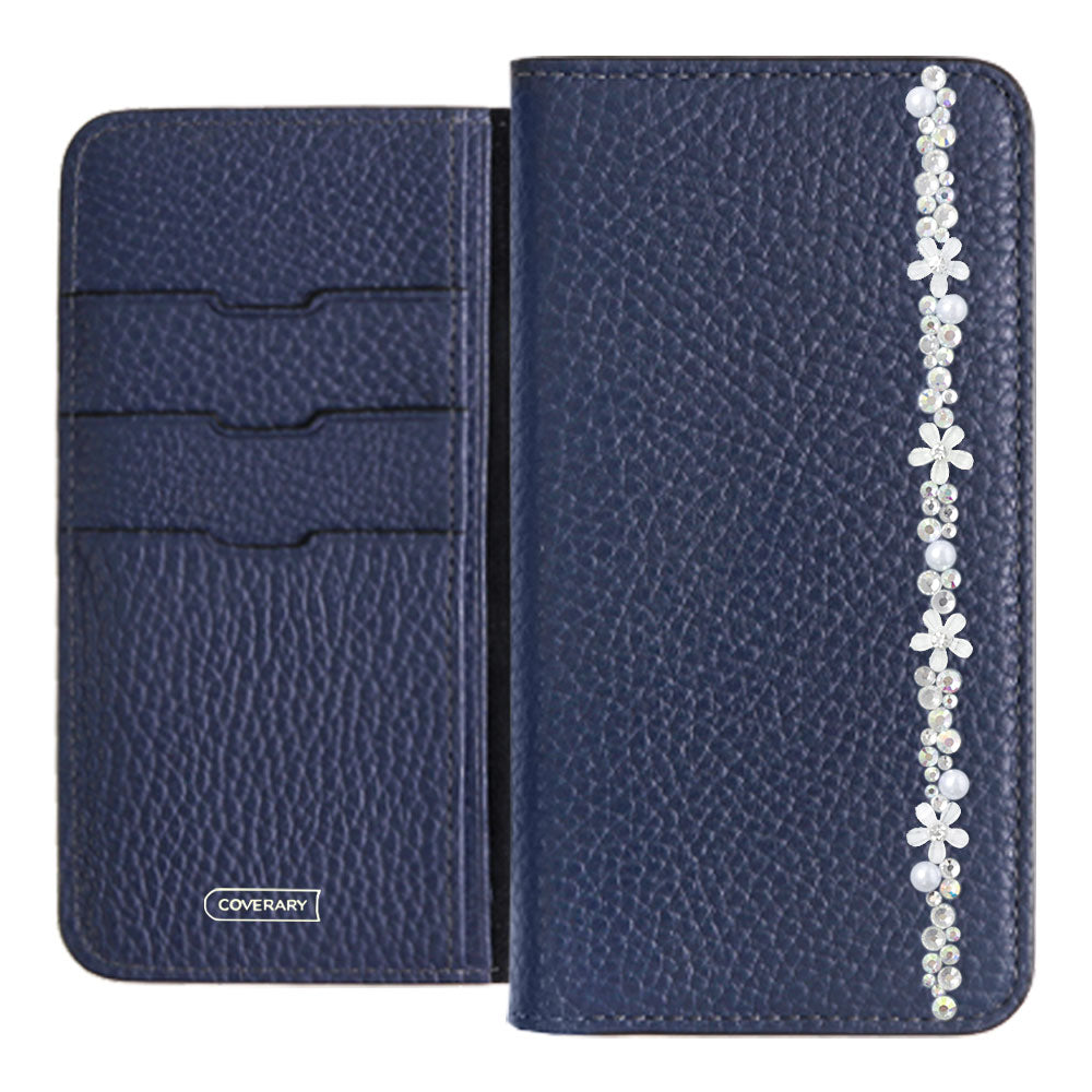 Genuine leather 32 colors Italian shrink leather flower line deco notebook-style case Google Pixel series