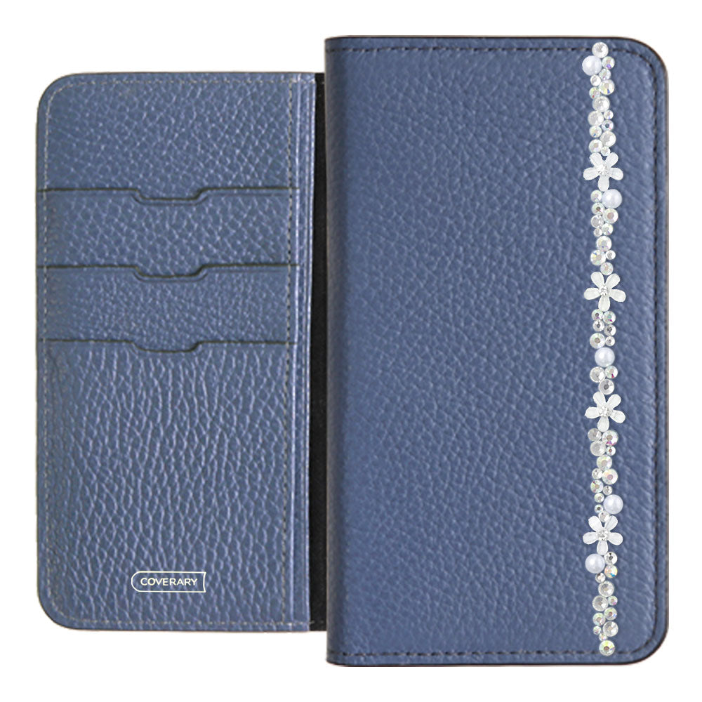 Cuir véritable 32 couleurs cuir italien grainé décoration ligne fleur étui portefeuille série AQUOS