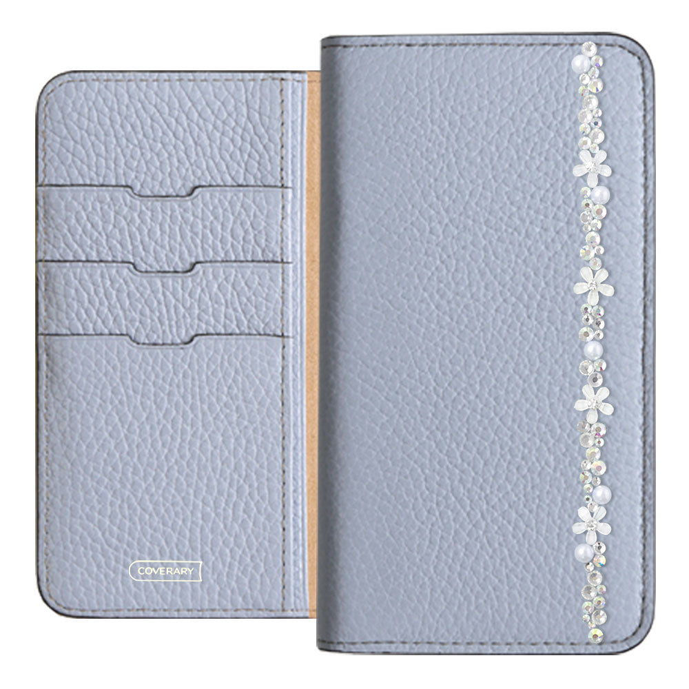 Cuir véritable 32 couleurs cuir italien grainé décoration ligne fleur étui portefeuille série Galaxy