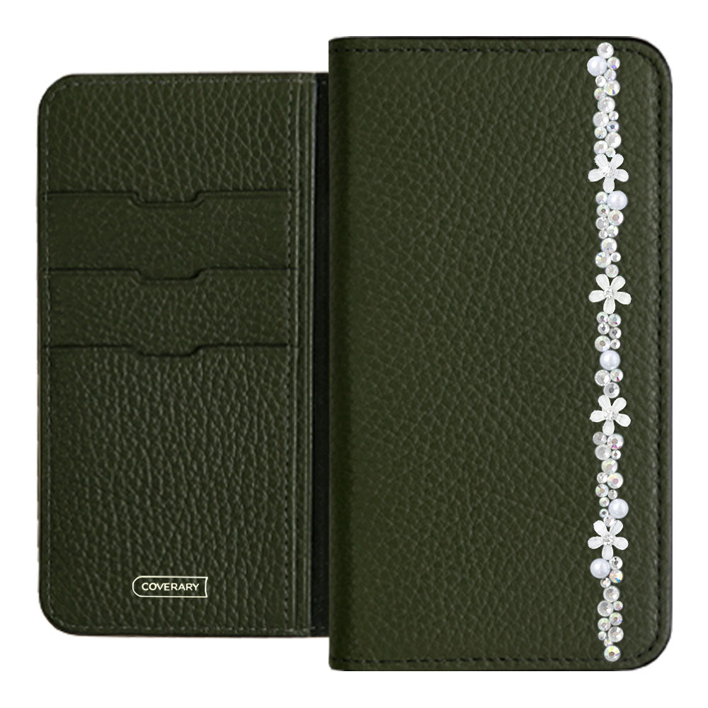 Genuine leather 32 colors Italian shrink leather flower line deco notebook-style case