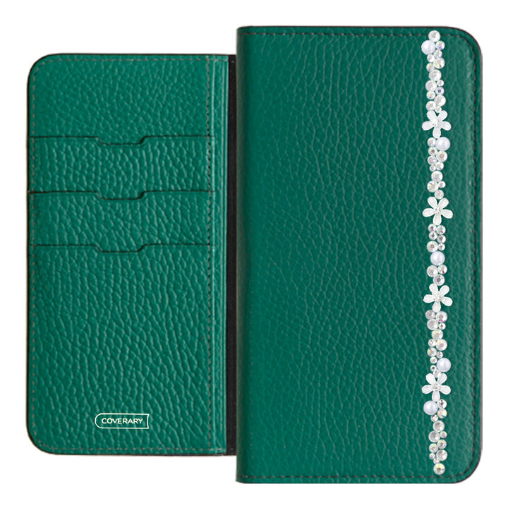 Genuine leather 32 colors Italian shrink leather flower line deco notebook-style case