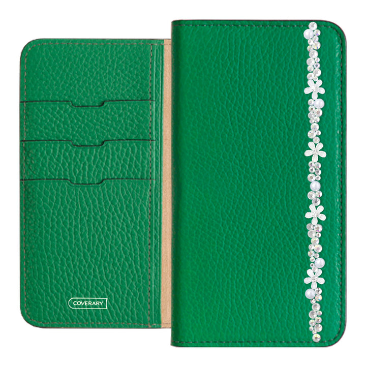 Genuine leather 32 colors Italian shrink leather flower line deco notebook-style case