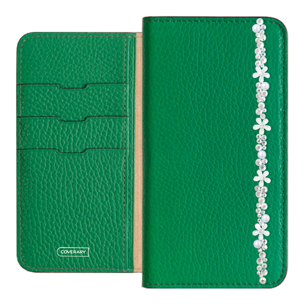 Genuine leather 32 colors Italian shrink leather flower line deco notebook-style case Google Pixel series