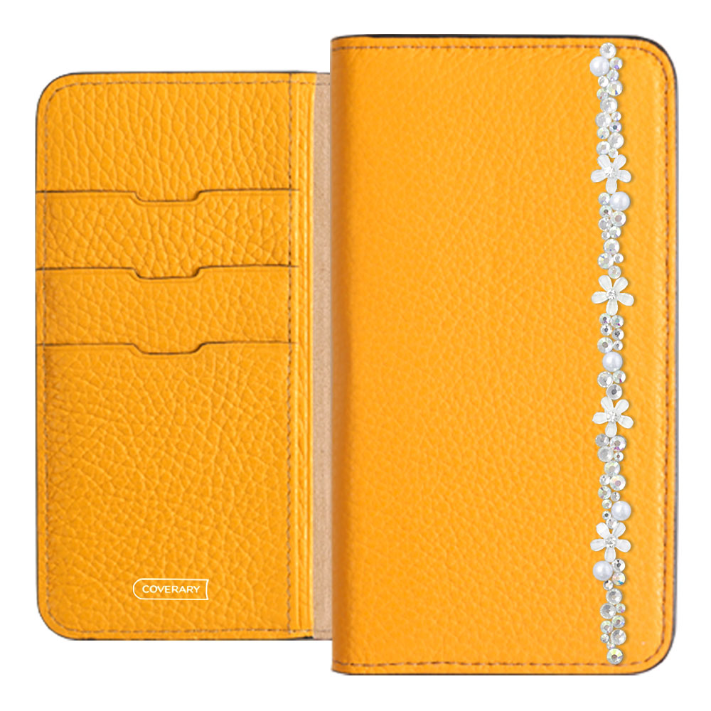 Genuine leather 32 colors Italian shrink leather flower line deco notebook-style case Google Pixel series