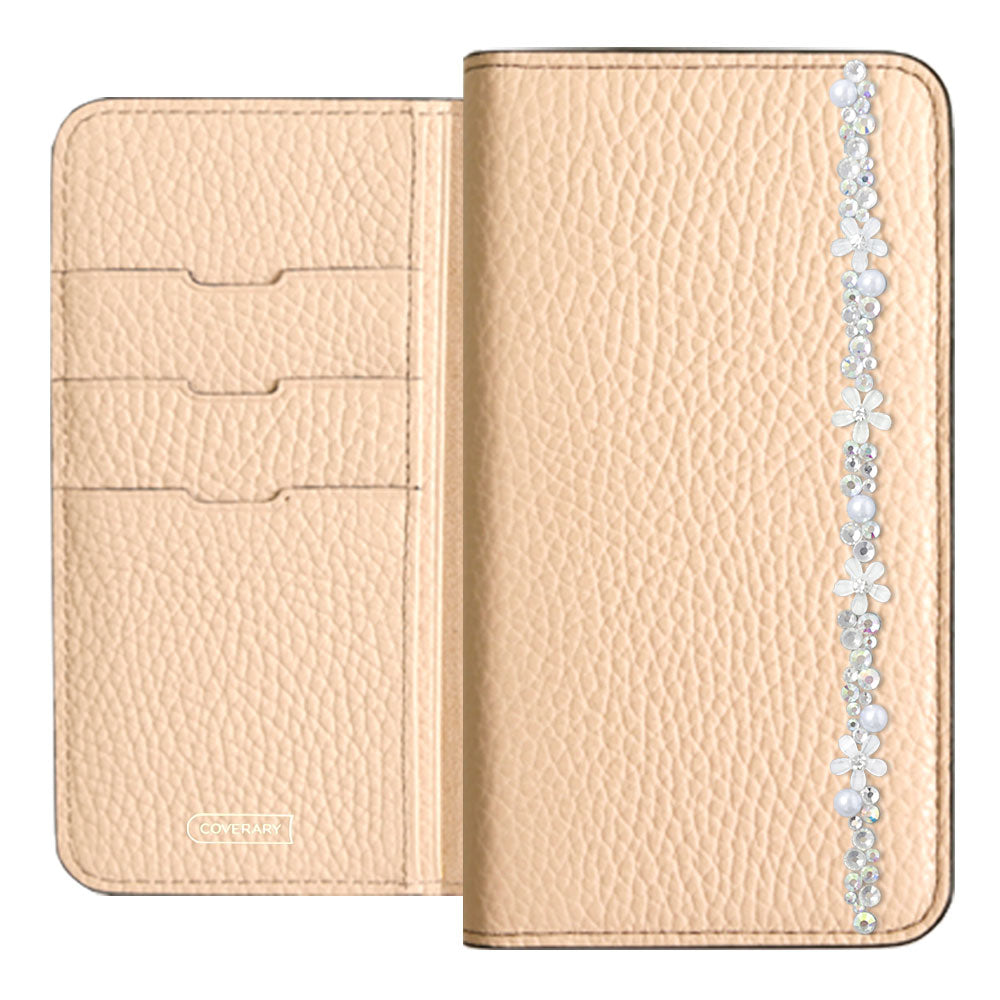 Genuine leather 32 colors Italian shrink leather flower line deco notebook-style case