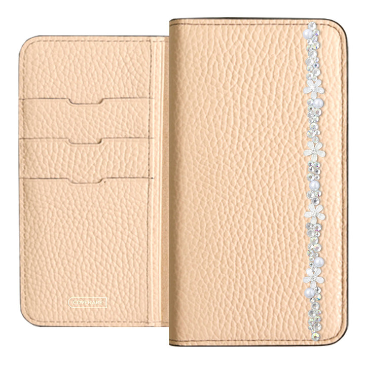 Genuine leather 32 colors Italian shrink leather flower line deco notebook-style case