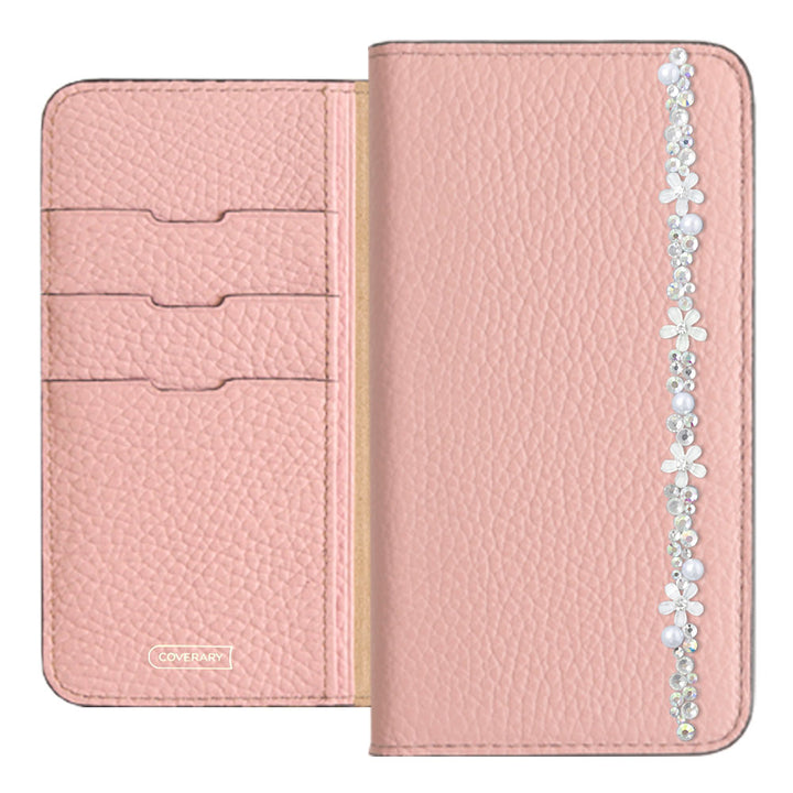 Genuine leather 32 colors Italian shrink leather flower line deco notebook-style case