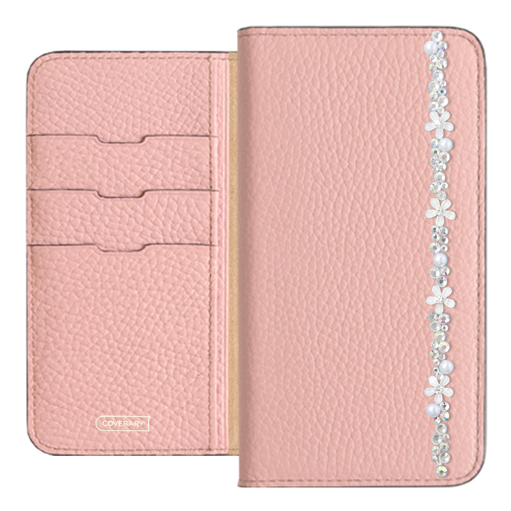 Genuine leather 32 colors Italian shrink leather flower line deco notebook-style case Google Pixel series