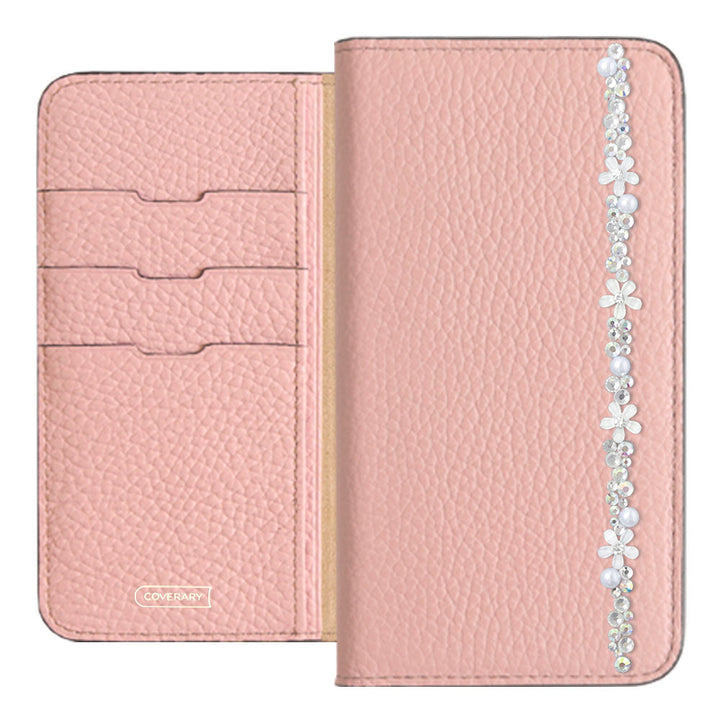 Genuine leather 32 colors Italian shrink leather flower line deco notebook-style case Google Pixel series