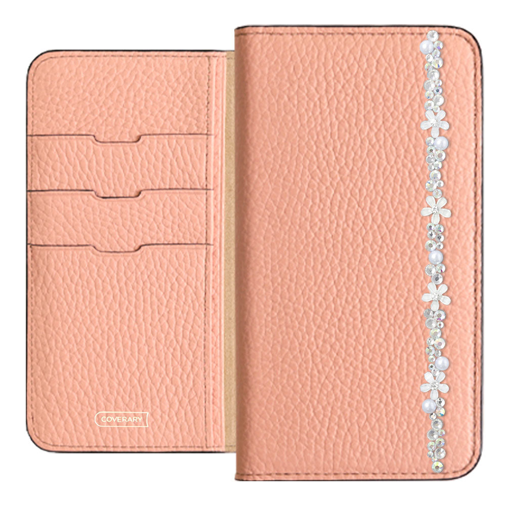 Genuine leather 32 colors Italian shrink leather flower line deco notebook-style case