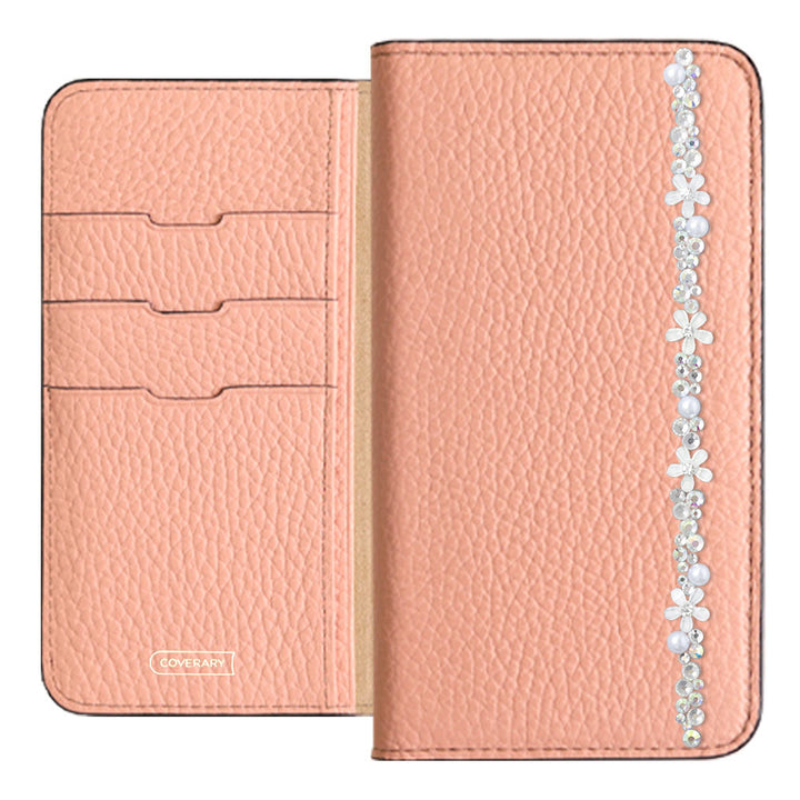 Genuine leather 32 colors Italian shrink leather flower line deco notebook-style case Google Pixel series