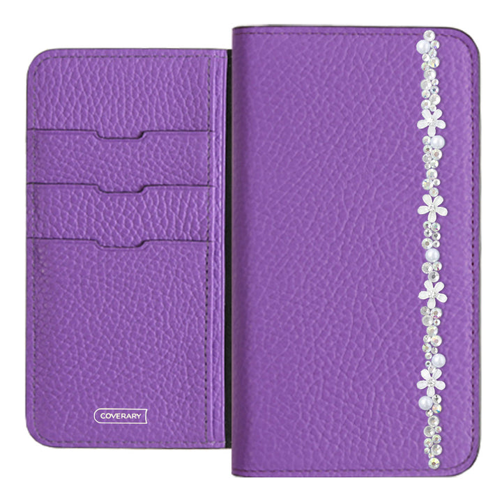 Genuine leather 32 colors Italian shrink leather flower line deco notebook-style case