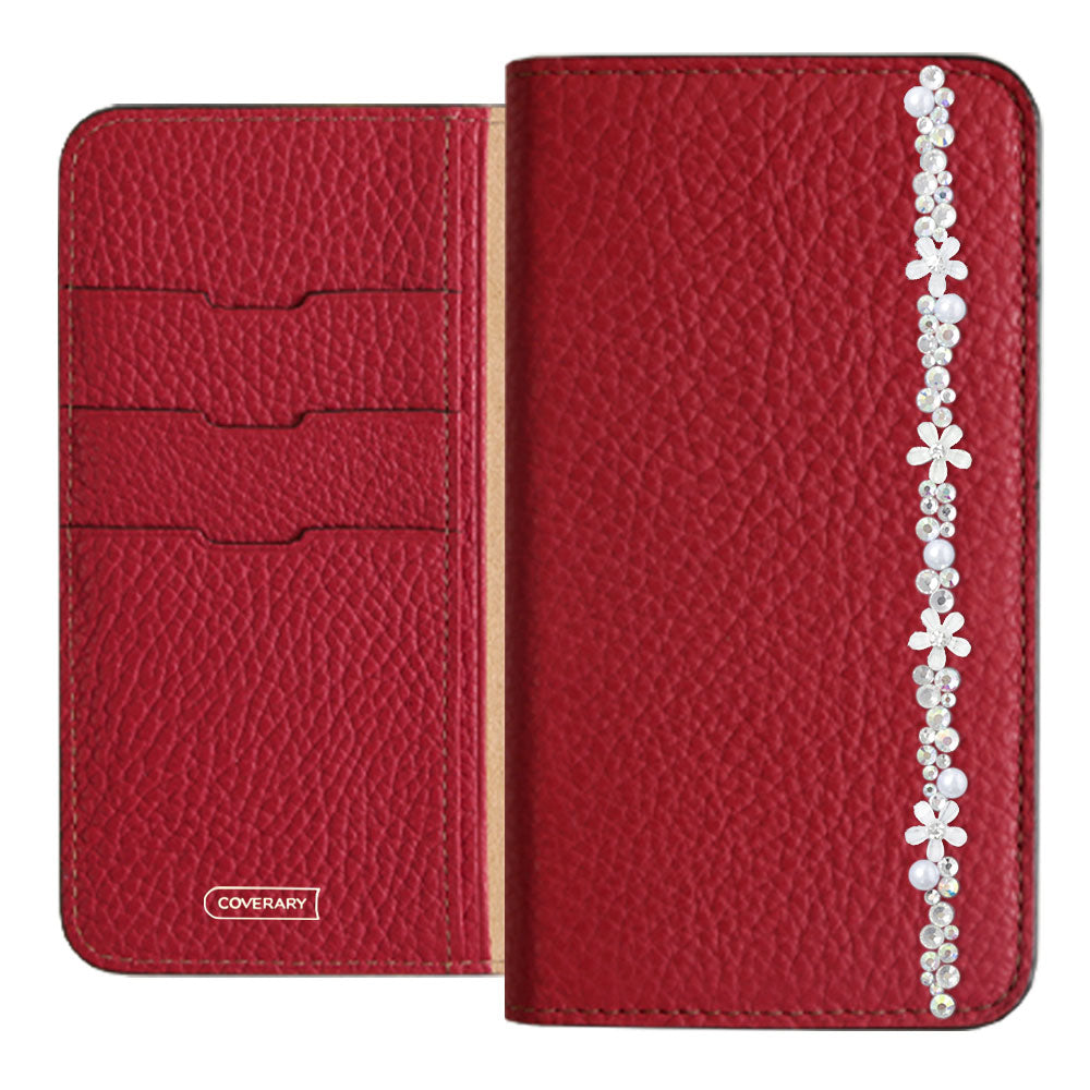 Genuine leather 32 colors Italian shrink leather flower line deco notebook-style case Google Pixel series