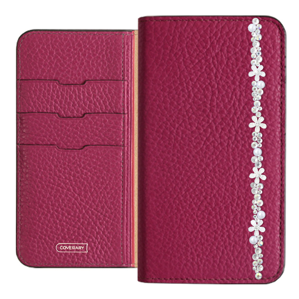 Genuine leather 32 colors Italian shrink leather flower line deco notebook-style case Google Pixel series