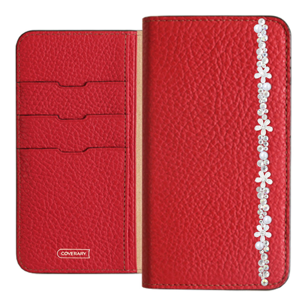 Genuine leather 32 colors Italian shrink leather flower line deco notebook-style case