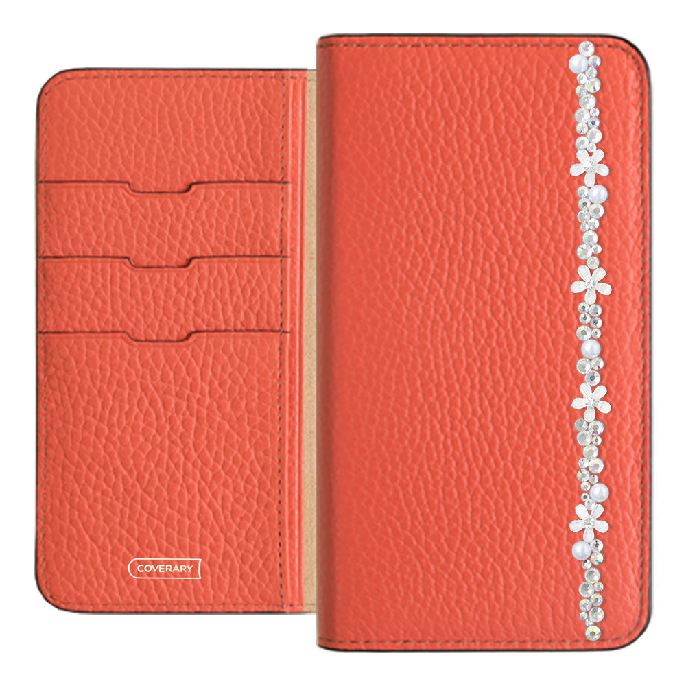 Genuine leather 32 colors Italian shrink leather flower line deco notebook-style case