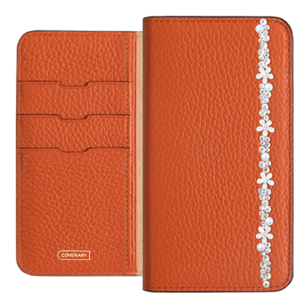 Genuine leather 32 colors Italian shrink leather flower line deco notebook-style case