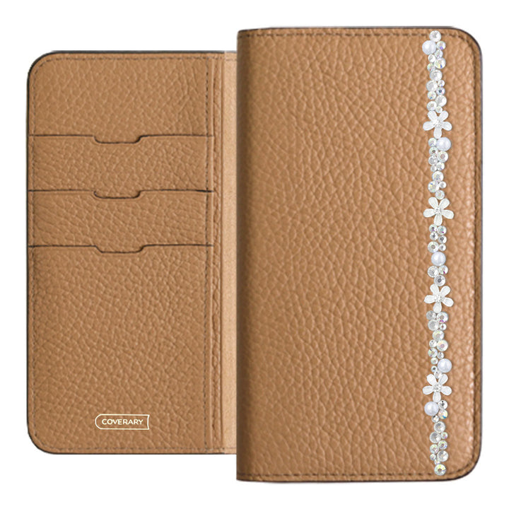 Genuine leather 32 colors Italian shrink leather flower line deco notebook-style case Google Pixel series