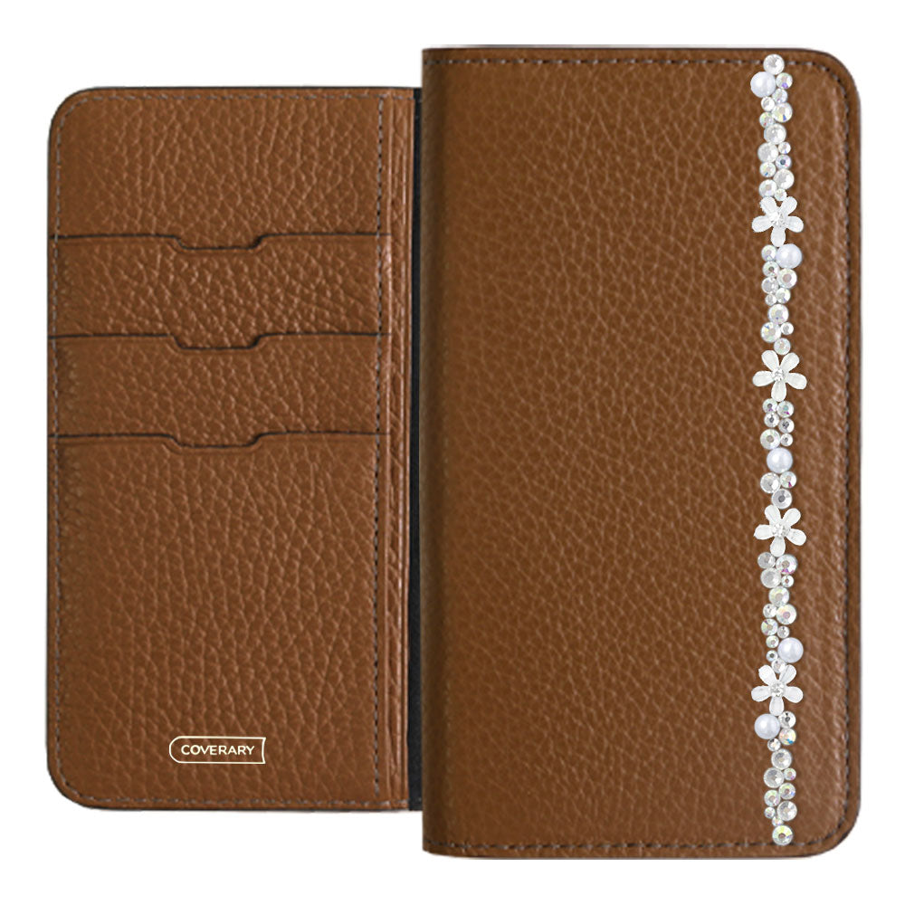 Genuine leather 32 colors Italian shrink leather flower line deco notebook-style case