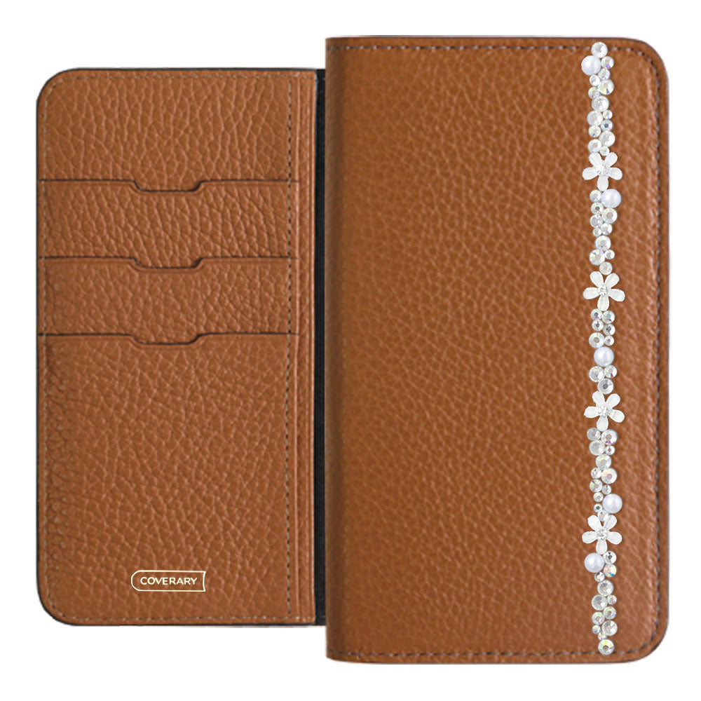 Genuine leather 32 colors Italian shrink leather flower line deco notebook-style case