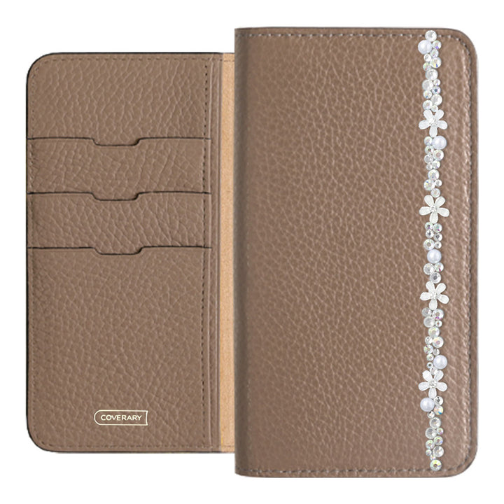 Genuine leather 32 colors Italian shrink leather flower line deco notebook-style case