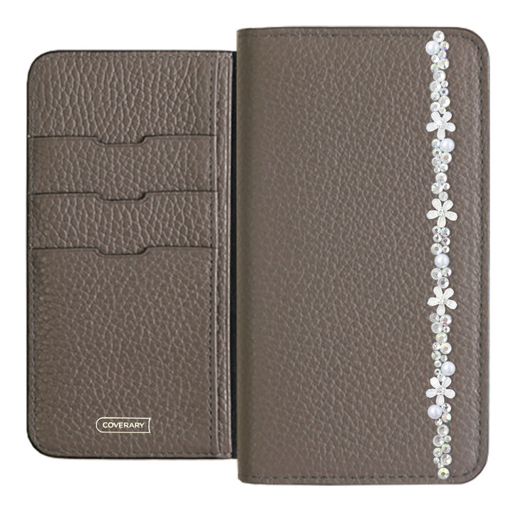 Genuine leather 32 colors Italian shrink leather flower line deco notebook-style case