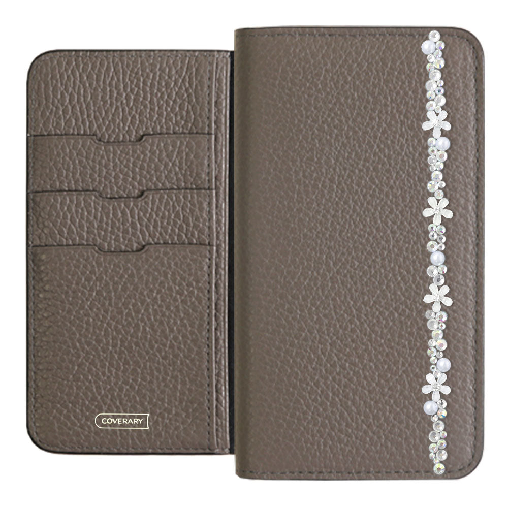 Cuir véritable 32 couleurs cuir italien grainé décoration ligne fleur étui portefeuille série Galaxy