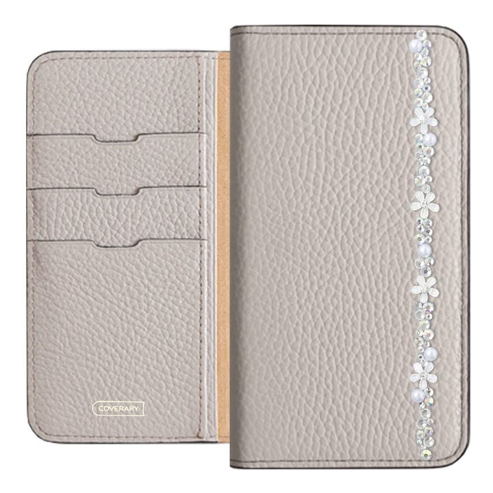 Genuine leather 32 colors Italian shrink leather flower line deco notebook-style case