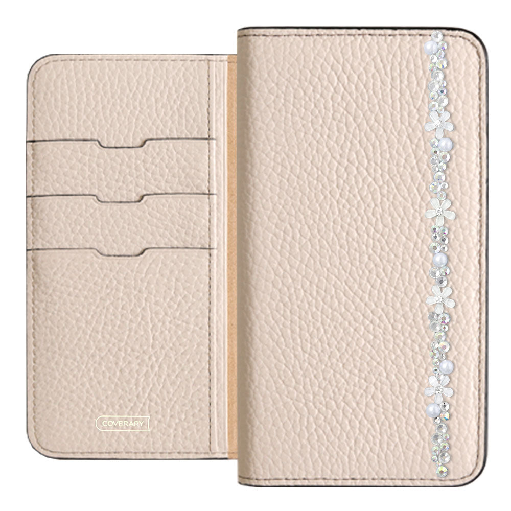 Genuine leather 32 colors Italian shrink leather flower line deco notebook-style case