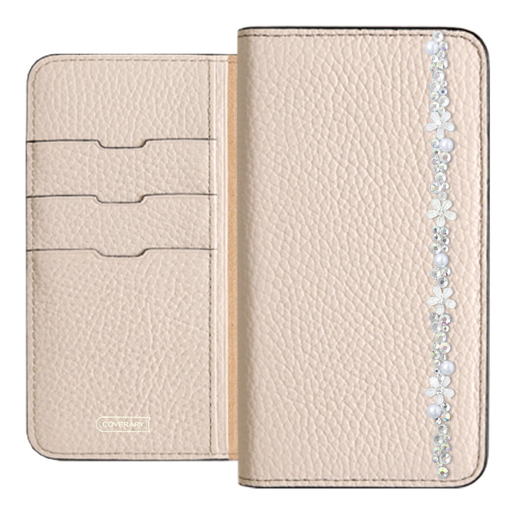 Genuine leather 32 colors Italian shrink leather flower line deco notebook-style case