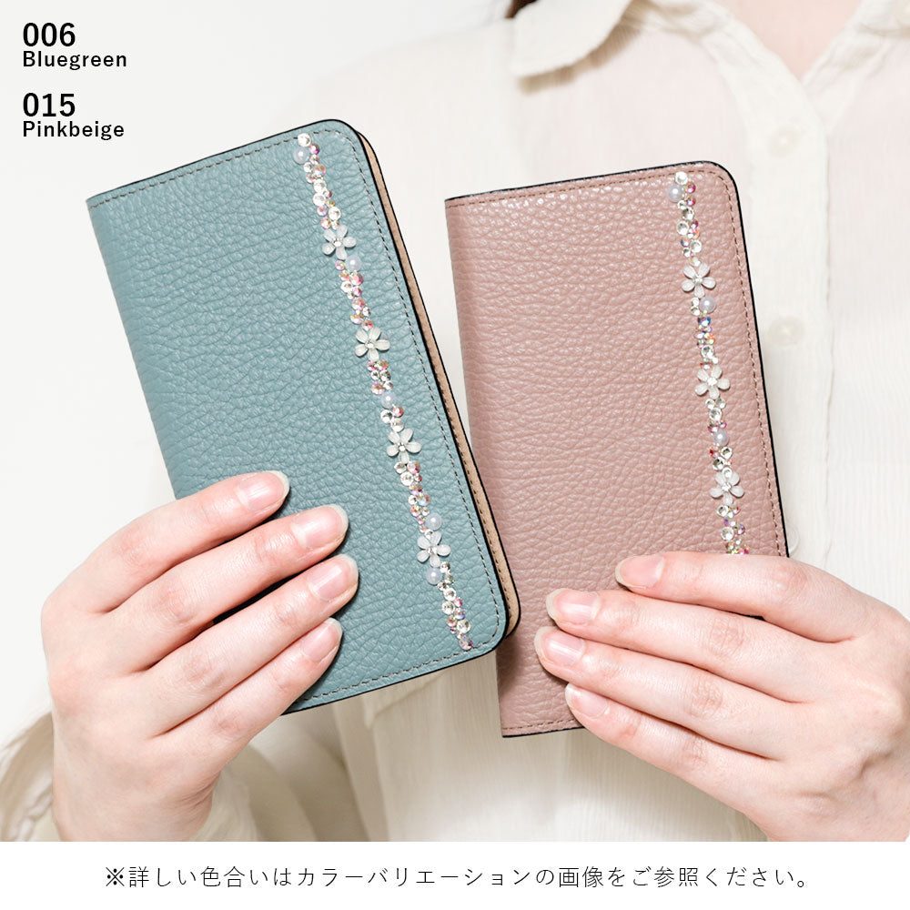 Genuine leather 32 colors Italian shrink leather flower line deco notebook-style case Google Pixel series