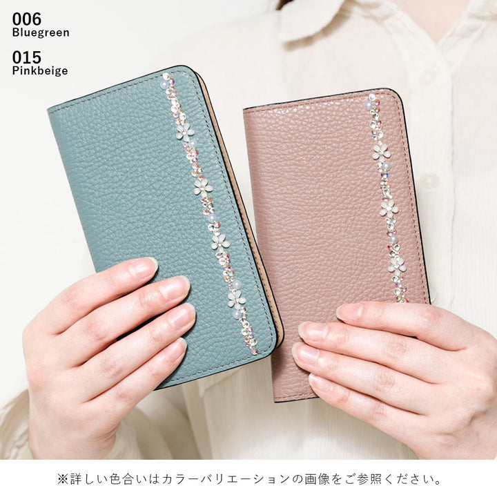 Genuine leather 32 colors Italian shrink leather flower line deco notebook-style case Google Pixel series