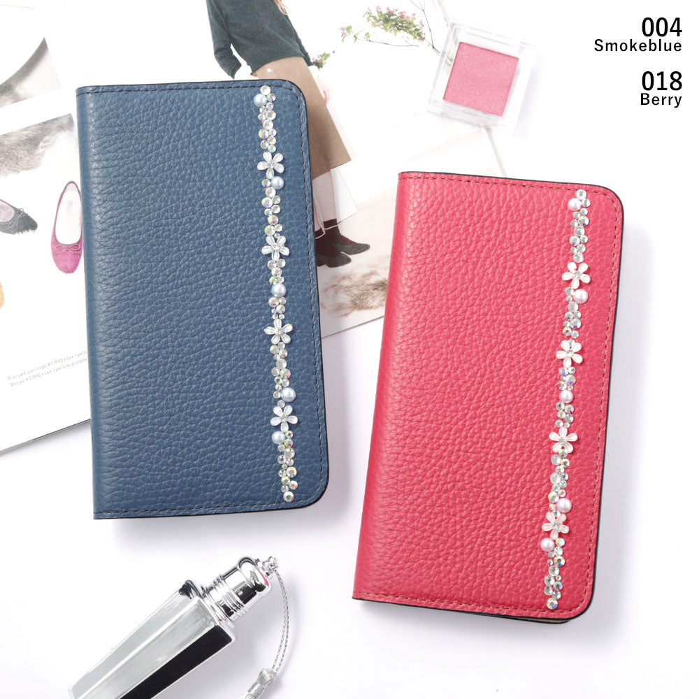 Genuine leather 32 colors Italian shrink leather flower line deco notebook-style case Google Pixel series