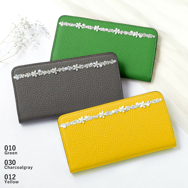 Genuine leather 32 colors Italian shrink leather flower line deco notebook-style case Google Pixel series