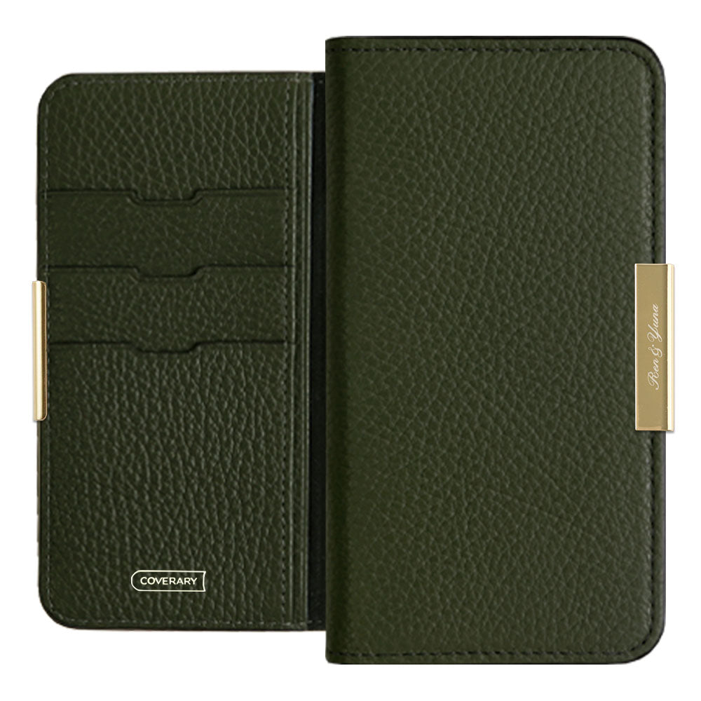 Cuir véritable 32 couleurs cuir italien grainé gravure laser cadre doré décoration étui portefeuille