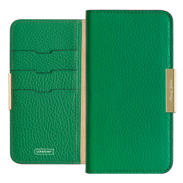 Cuir véritable 32 couleurs cuir italien grainé gravure laser cadre doré décoration étui portefeuille