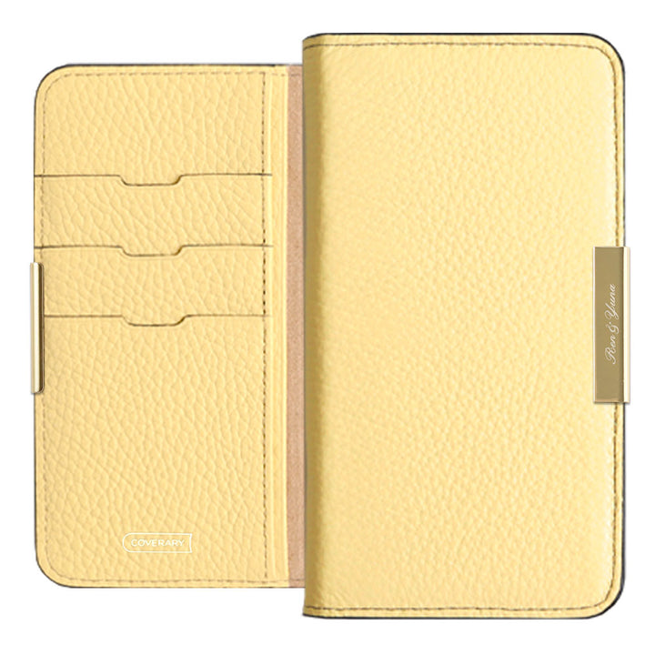 Cuir véritable 32 couleurs cuir italien grainé gravure laser cadre doré décoration étui portefeuille