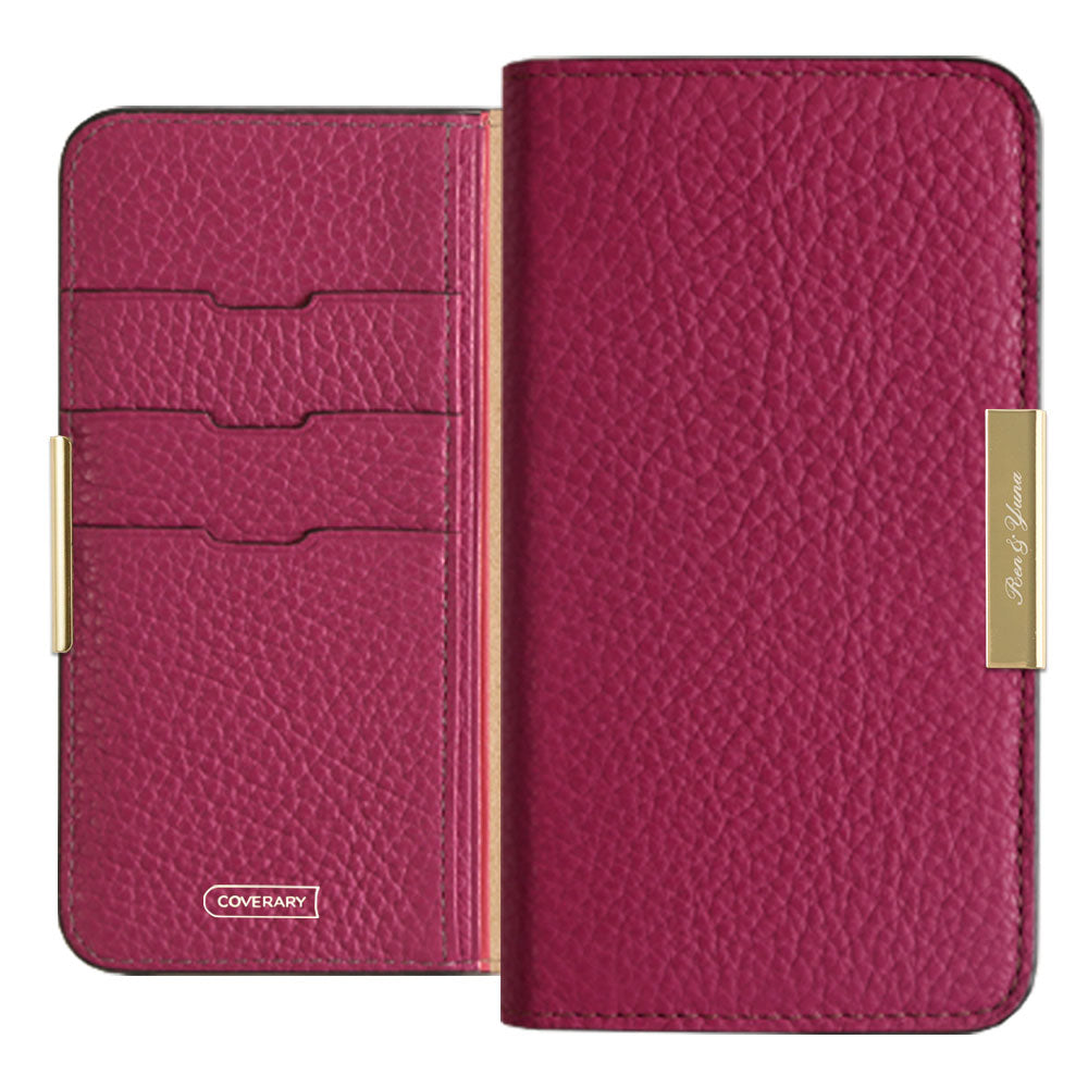 Cuir véritable 32 couleurs cuir italien grainé gravure laser cadre doré décoration étui portefeuille