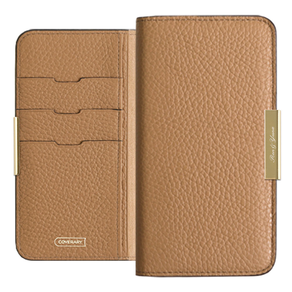 Cuir véritable 32 couleurs cuir italien grainé gravure laser cadre doré décoration étui portefeuille