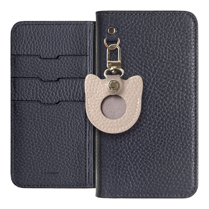 Étui portefeuille avec breloque visage préférée en cuir italien grainé véritable, 32 couleurs, badge en métal, pour la série Galaxy