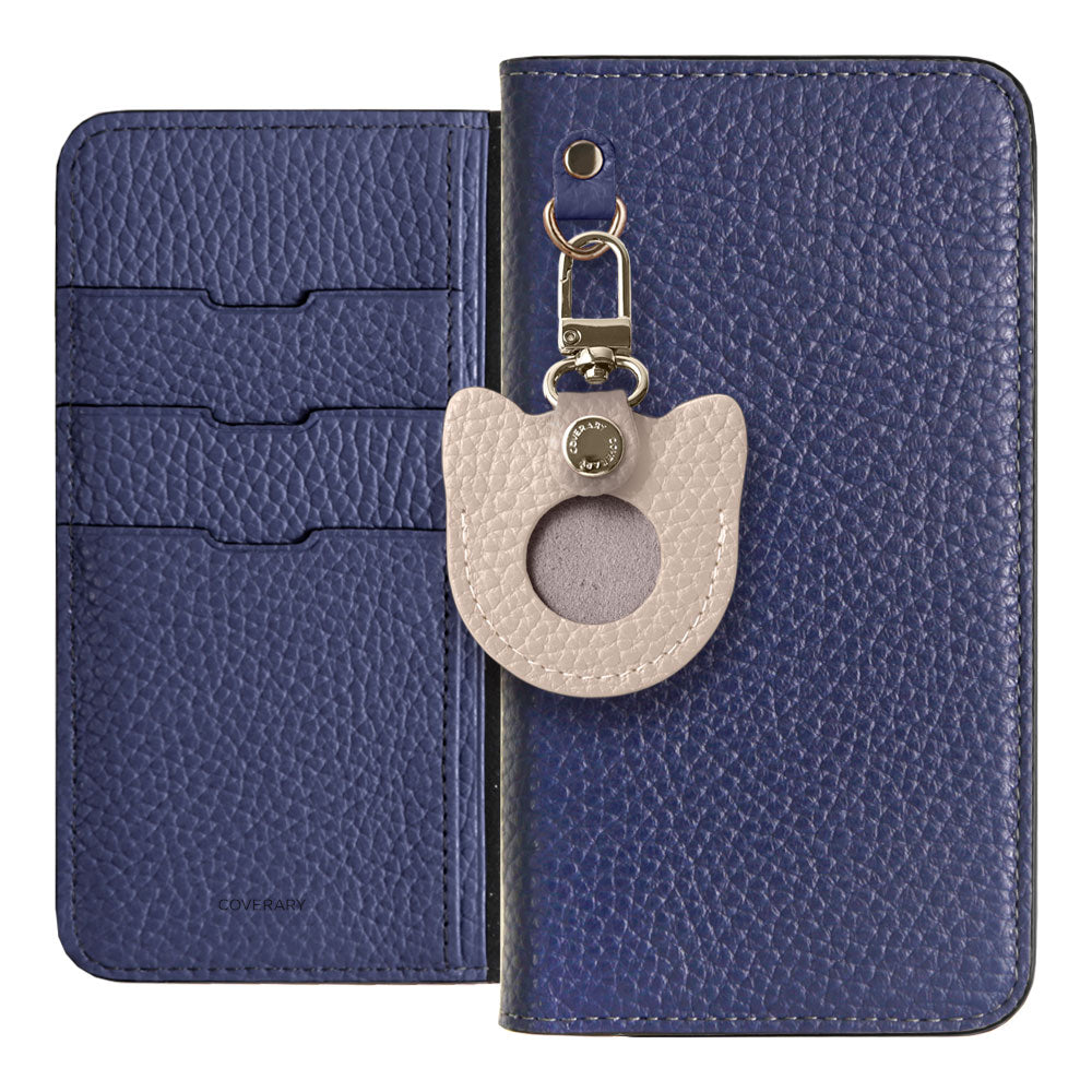 Étui portefeuille avec breloque visage préférée en cuir italien grainé véritable, 32 couleurs, badge en métal, pour la série Galaxy