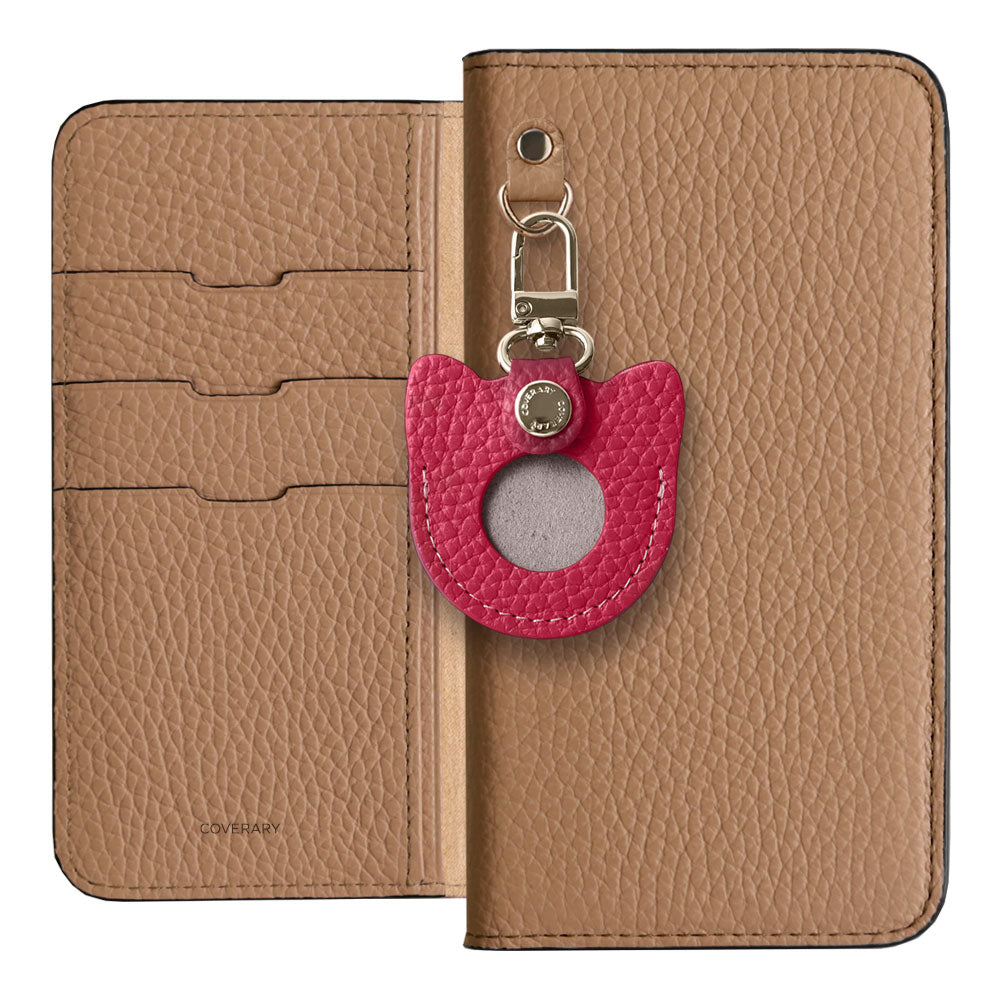 Étui portefeuille avec breloque visage préférée en cuir italien grainé véritable, 32 couleurs, badge en métal, pour la série Galaxy